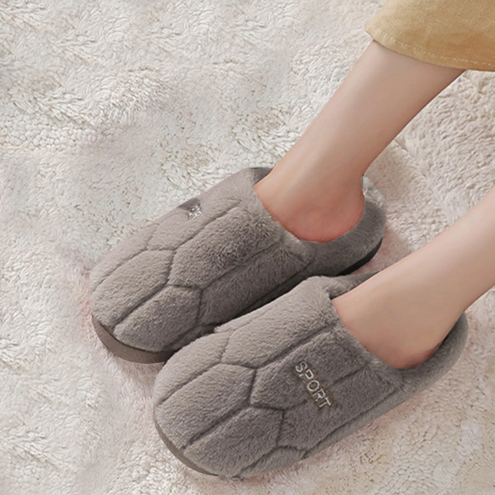 Plush Womens Men Warm Flop Flip House Soft Slippers Autumn Winter