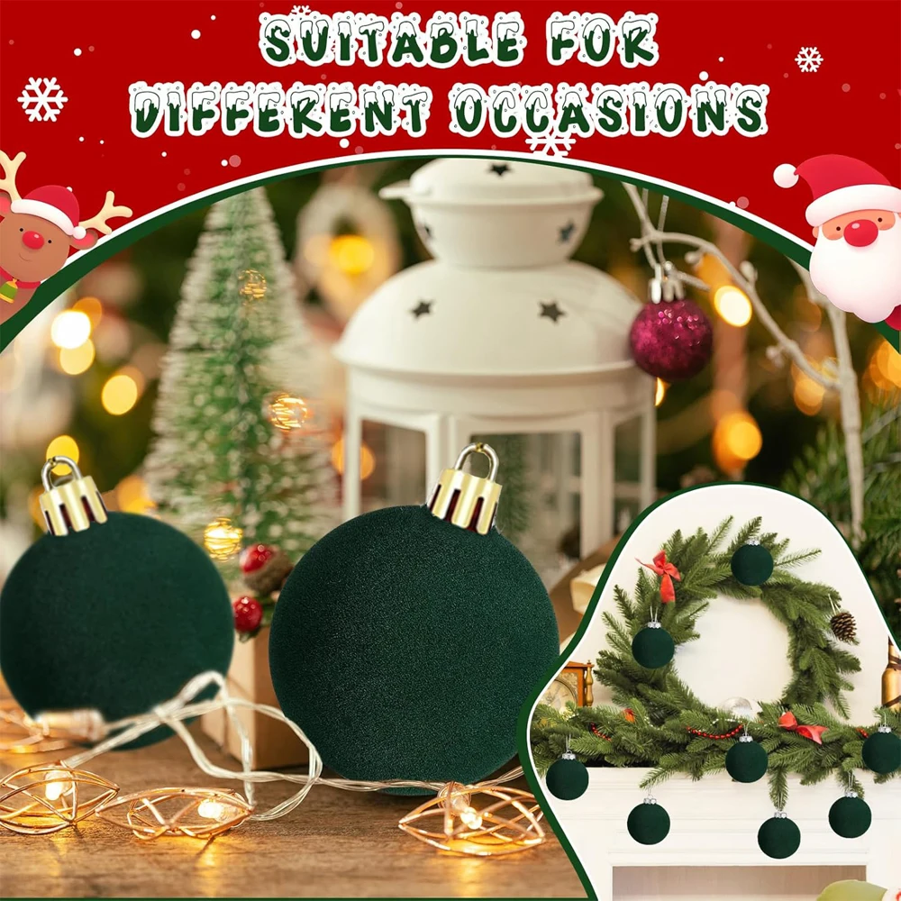 Velvet Christmas Tree Ornaments 6pcs 5cm Plush Flocked Hanging Balls for Holiday Decor Christmas Decoration Xmas Clearance