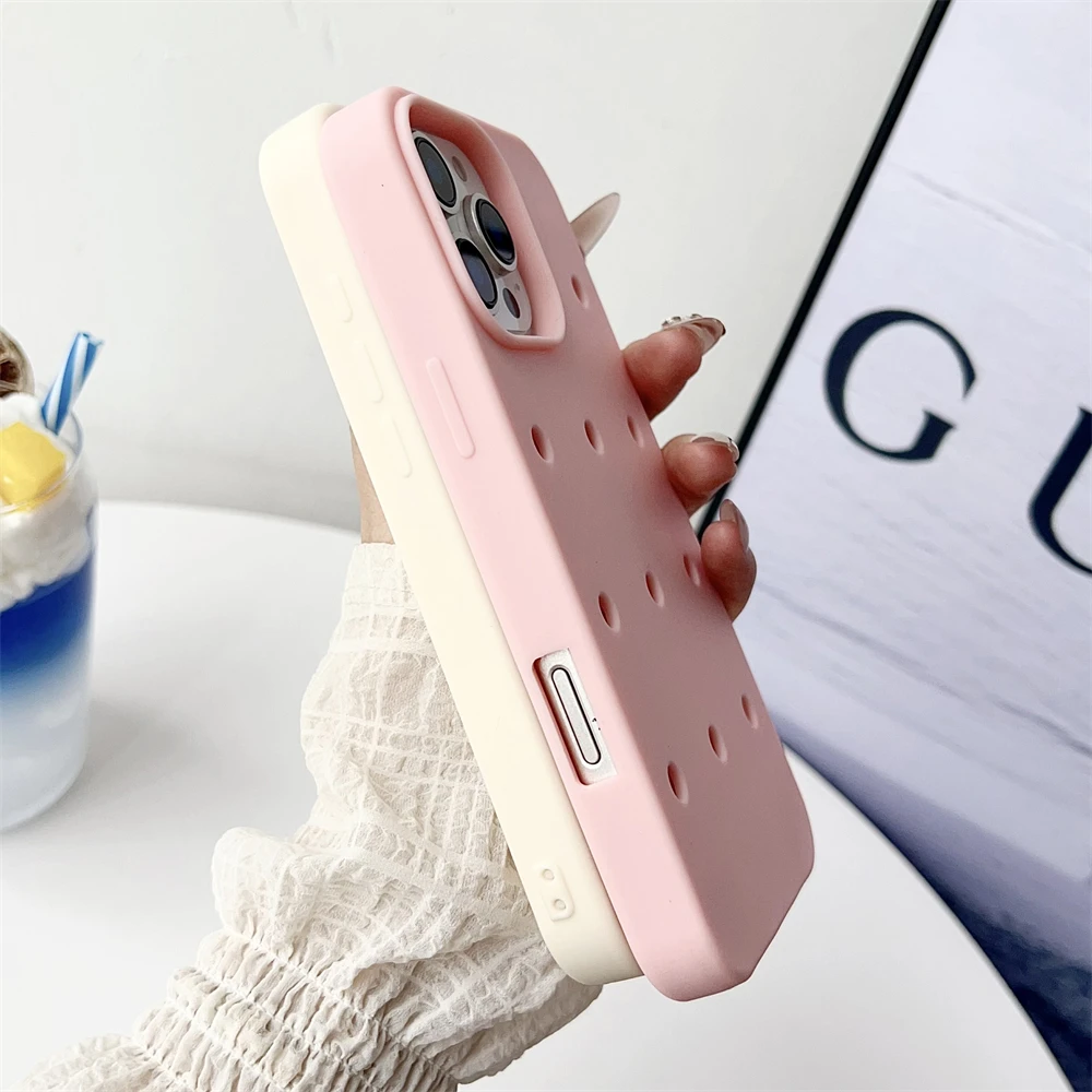 Liquid Silicone Phone Case with DIY Charm Holes - Solid Candy Cover
