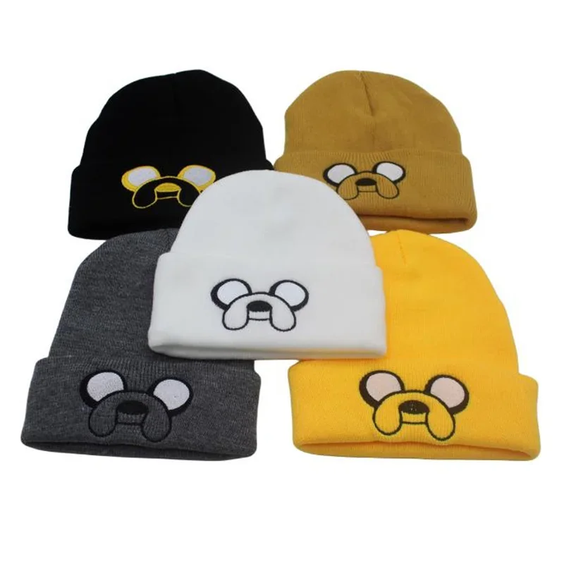 1Pcs Cute Puppy Pattern Embroidered Knitted Hat Versatile Warm Hat for Autumn and Winter Yellow Ear Protection Hat