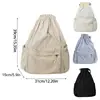 E8FB Trendy Canvas Drawstring Backpack Large Capacity School and Travel Bag for Teens and Adults Solid Color Daypack Book Bag 6