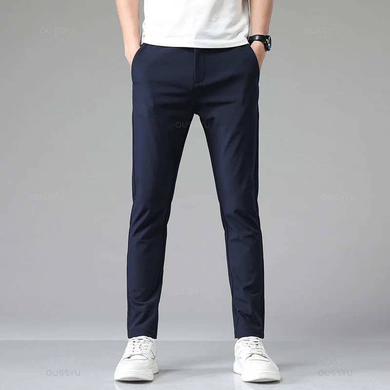 Mingyu Brand Spring Summer Stretch Pants Men Thin Elastic Waist Business Straight Classic Solid Color Black Casual Trouser Male 4