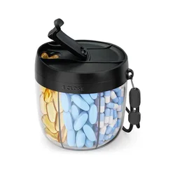 Enhanced Portable 7 - Section Vitamin Supplement Organizer with Clarity - Boosting Design (Black)