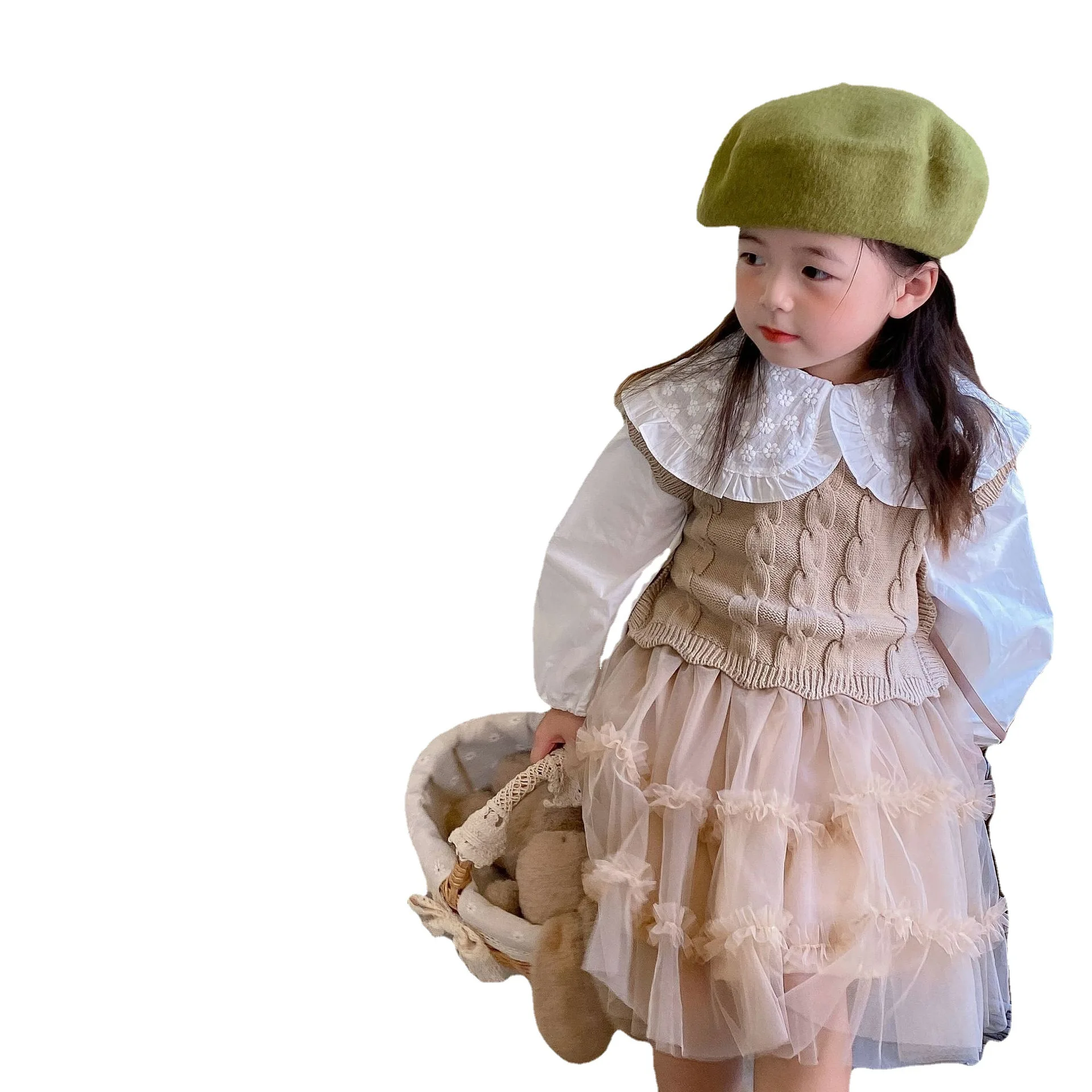 Korean Style Children Knit Vest for Girls Autumn Winter Sleeveless Waistcoat Jacket Fashion Loose Vest Coat QZ303 children vest