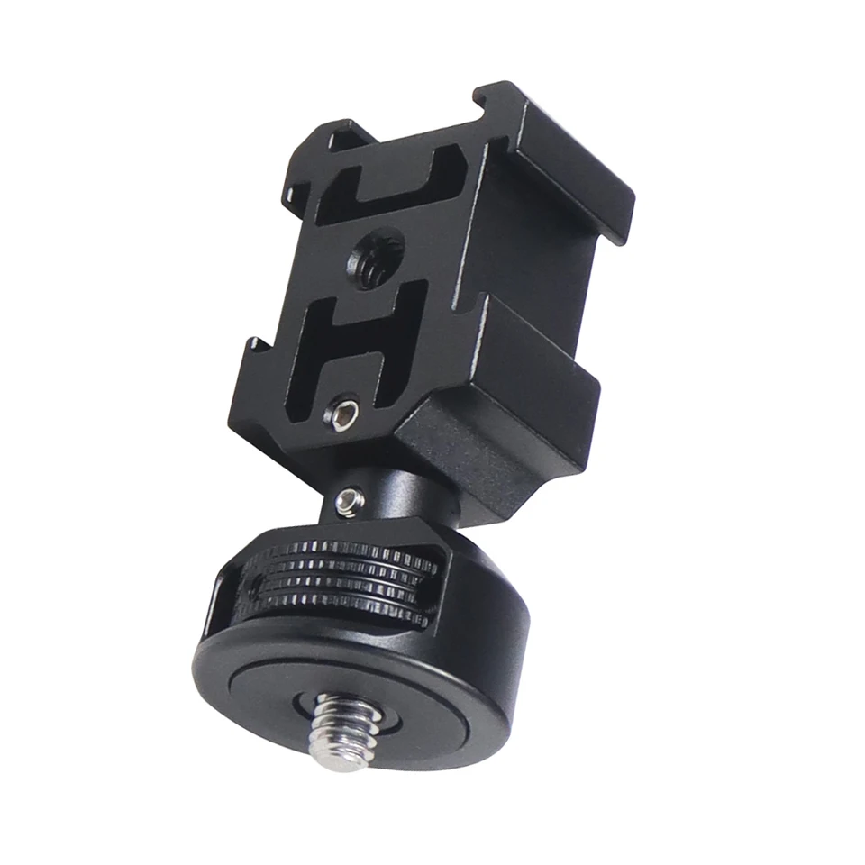 thumbnail image 2 of Triple Cold Shoe Mount Adapter - 3/8 To 1/4 Inch Screw Hole Aluminum Alloy Bracket For Camera Accessories 2 of 14