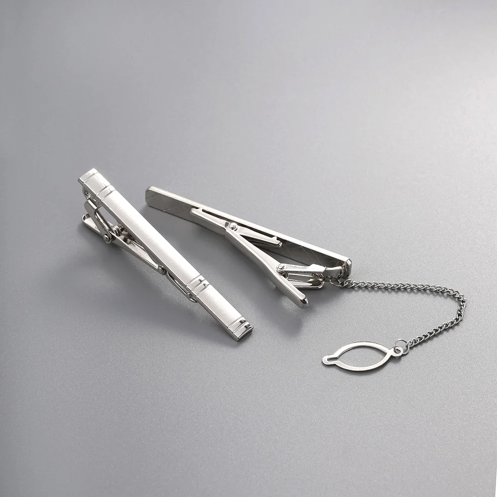 Tie Clips Classic Necktie Clip For Business Men Silver Color Crystal Decor All Match Short Fashion Wedding Ornaments