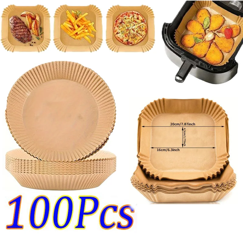 Disposable Air Fryer Paper Non-Stick Kitchen Baking Airfryer Mat Oilproof Micro-wave Barbecue Pad Baking Paper Liner Accessories air fryer paper
