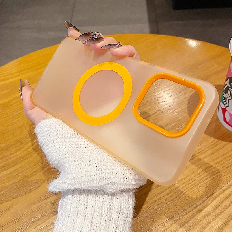 Translucent Matte Skin Feel Wireless Charging Protective Case with Magsafe Magnetic Back Cover