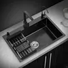 Kitchen Sink Black Nano-Sink Single-Slot Household Hand-Washing Basin Kitchen Large 304 Stainless Steel Sink Sink Bowl 5