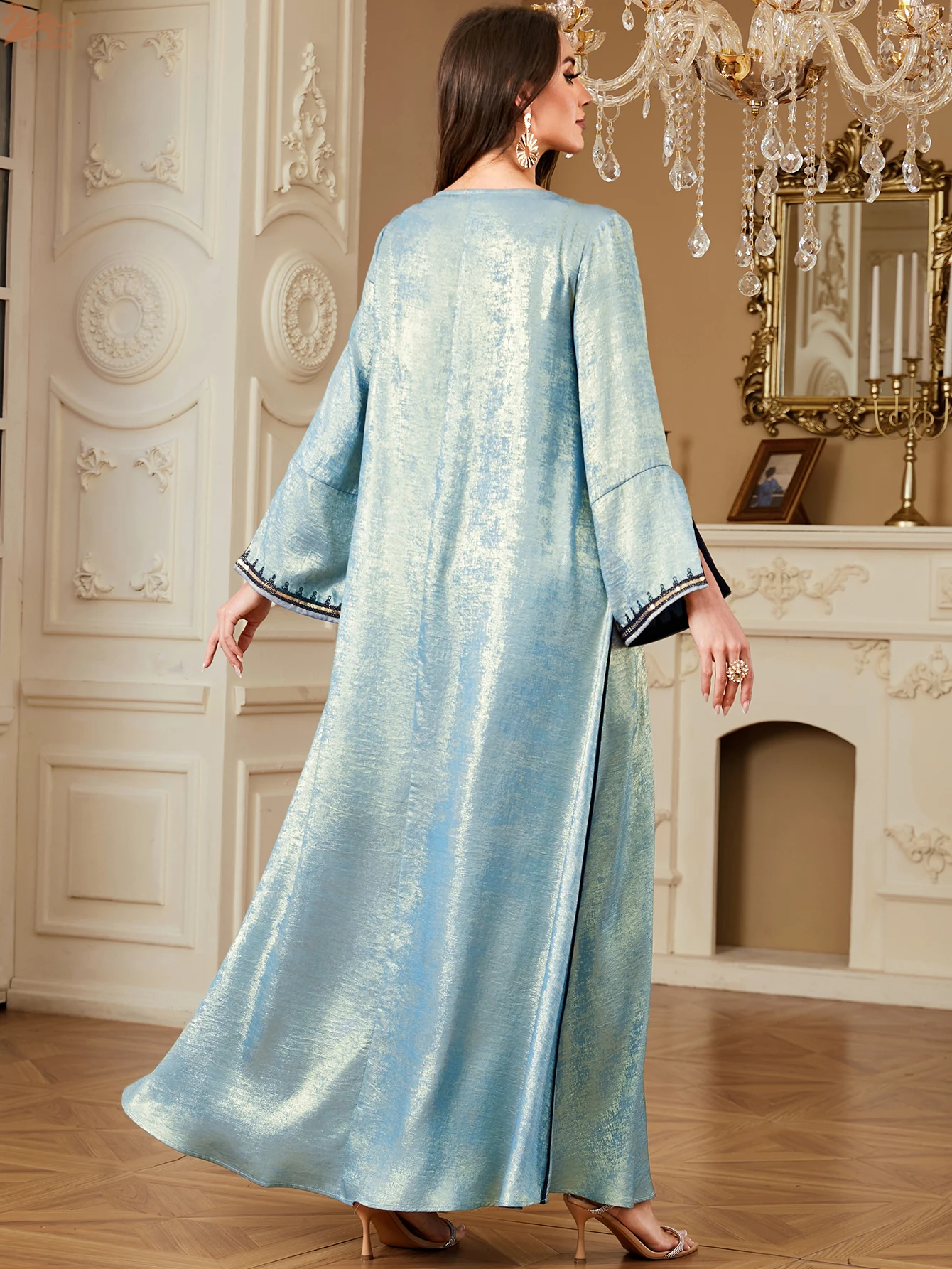 Zahraa Ramadan Muslim Women's Embroidered Loose abaya with Hijab Dresses For Women Gala Morocco Dubai Elegant Casual Kaftan 2