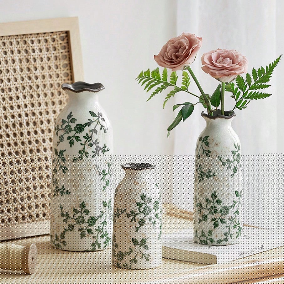 Crackle Ceramic Flower Vase Hydroponic Vase Table Decor Floral Arrangement Valentine's Day Gifts Birthday Graduation Gift