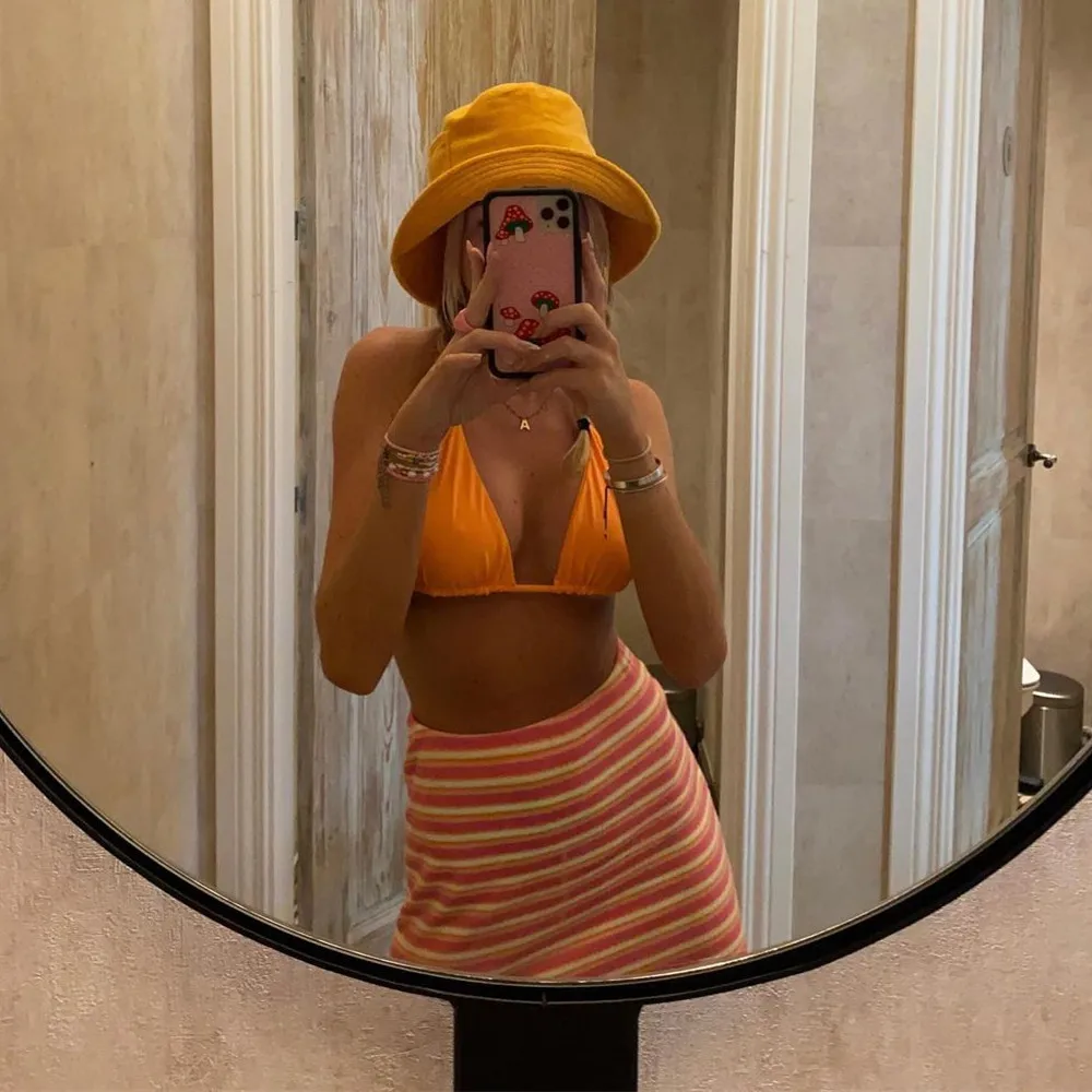 SKMY 2023 New Summer Clothes Halter Neck Bandage Bras Striped Shorts And Skirt Three Piece Set Women Outfit Beach Party Clubwear