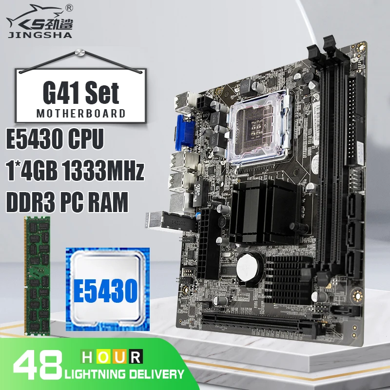 JINGSHA New G41 Motherboard kit with Xeon E5430 CPU 4GB DDR3 RAM Intel G41 Chipset Desktop
