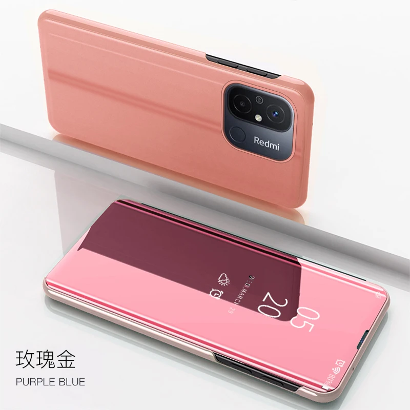 Akıllı Ayna Görünümü Manyetik Çevirme Deri Standlı Telefon Kılıfı Xiaomi Redmi 12C 12 C Redmi12C_voghion.com