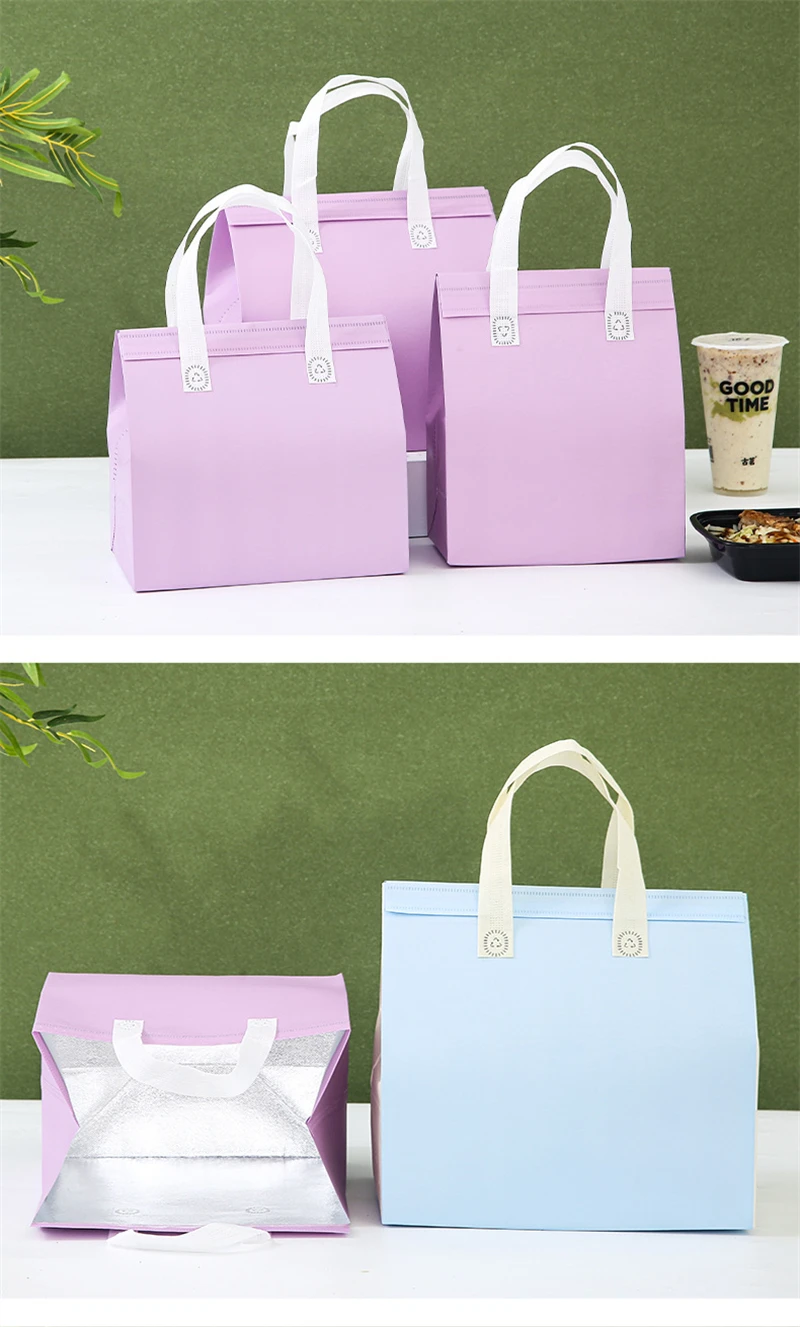 10pcs Non-Woven Insulated Tote Bags Reusable Fabric Pouches for Food, Cake, Drinks, Gro... - SKU NITB1112 - UGI Packaging