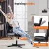 JHK PU Leather Cross Legged Office Chair Armless Desk Chair with Dual-Purpose Base Adjustable Swivel Fabric Task Vanity Home 5
