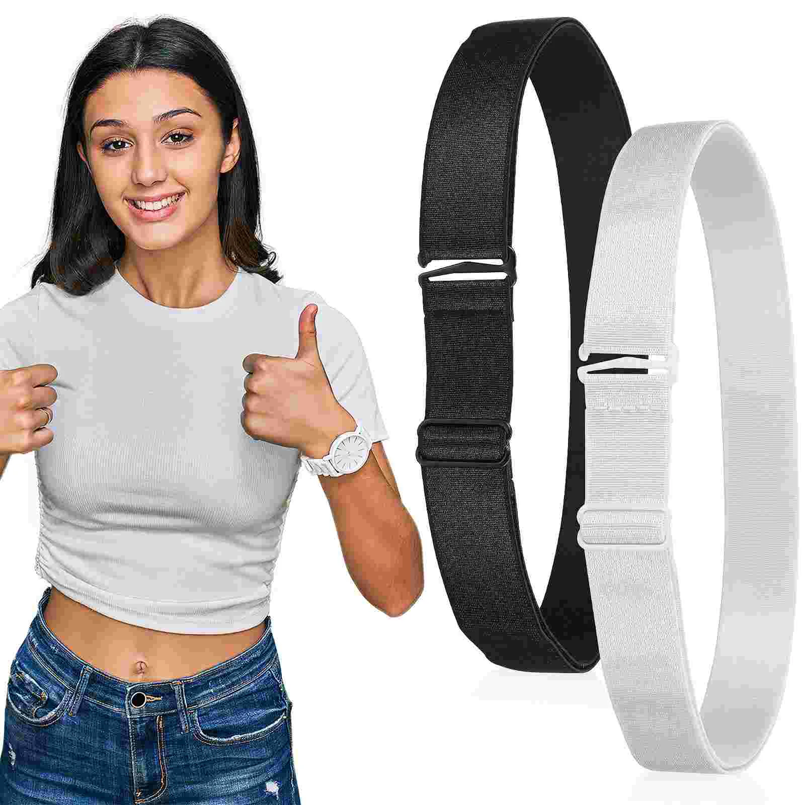 

2 Pcs Elastic Waistband Tops Crop Sweater Basic For Tucking Shirts Belts Dresses Tool
