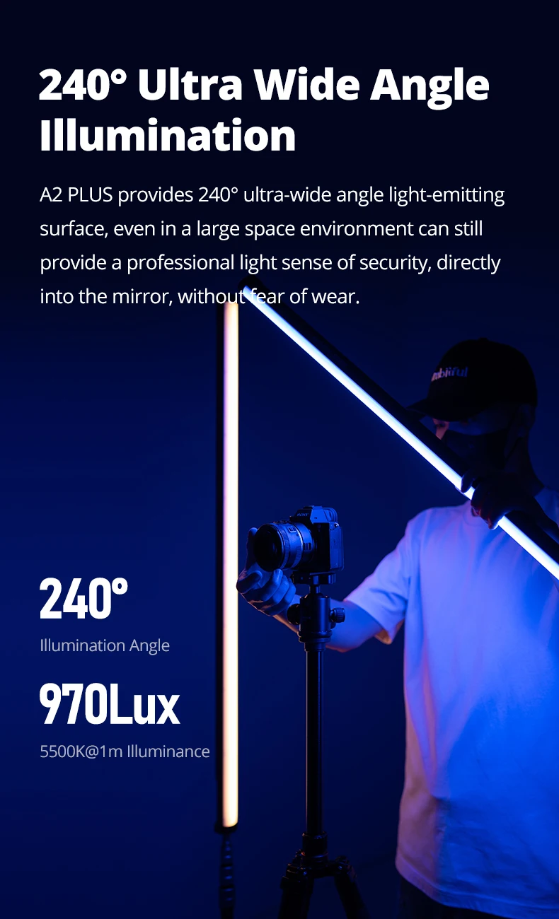 A2 plus 2500K-8500K RGB Tube Light Full Color LED Video Stick Light ,CRI 95+ TLC