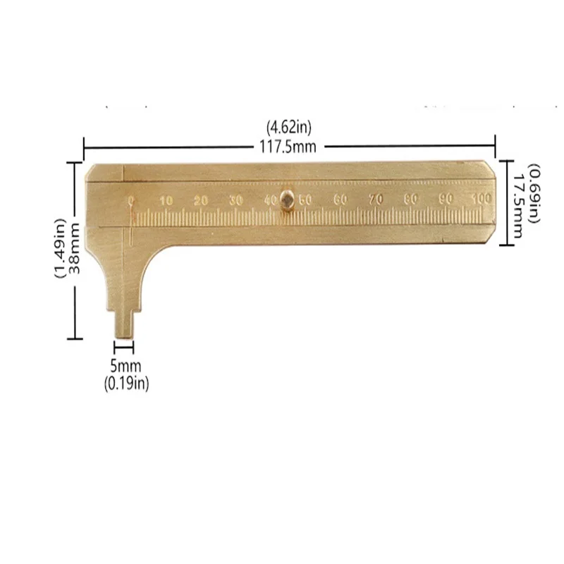 Mini pied à coulisse en cuivre pur à échelle unique, règle de mesure durable, outils de mesure, jauge market, 60mm, 100mm