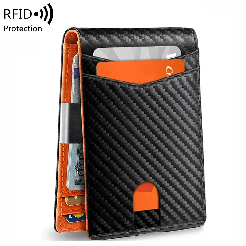 Carbon Fiber Wallet Credit Card Holder Card Wallet Slim Wallet Men's RFID Minimalist Front Pocket Money Clip Bifold