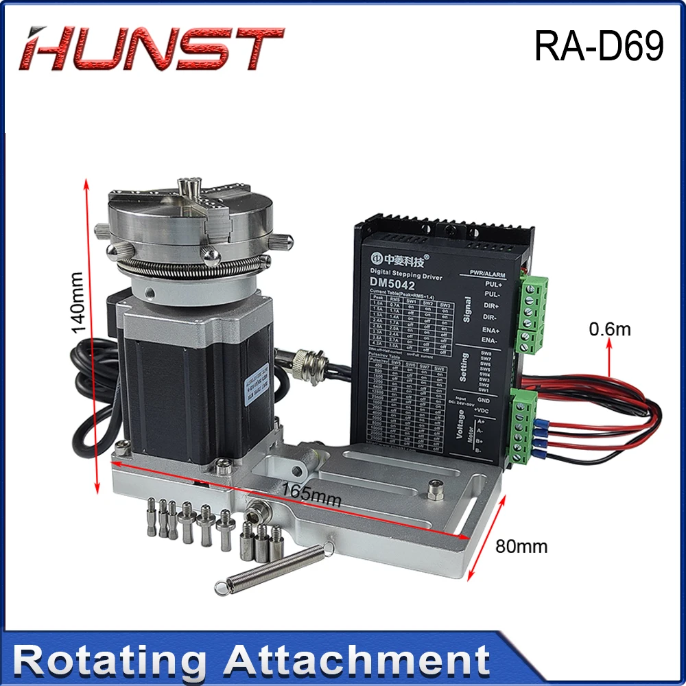Hunst D69 CNC Router Laser Marking Machine Rotary Axis Chuck for Ring Bracelet  Jewelry Engraving Auto Lock Rotary Attachment — view 6