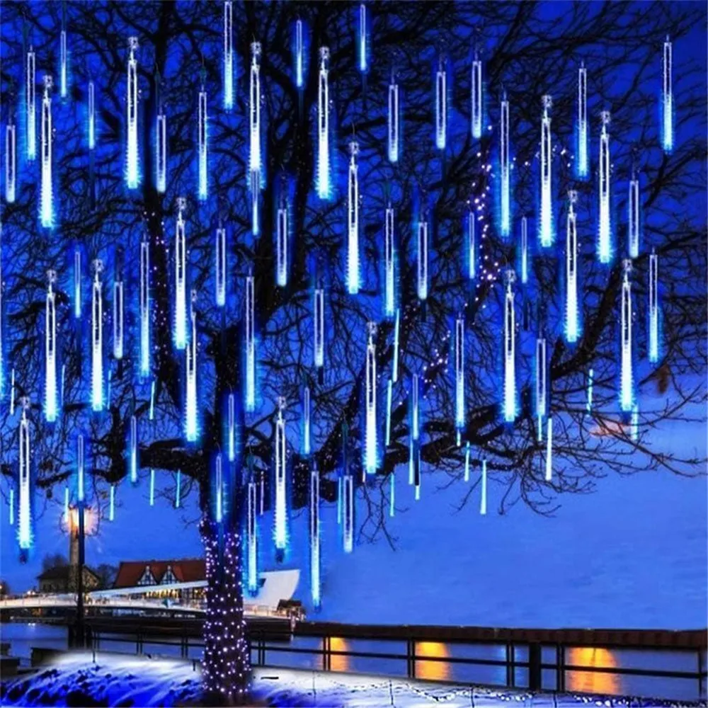 Description Picture 2 of item4/3/2/1Set EU/US LED Christmas Curtain Light Icicle String Lights Water Lamp Wedding Room Decor Garland Garden Outdoor Decor