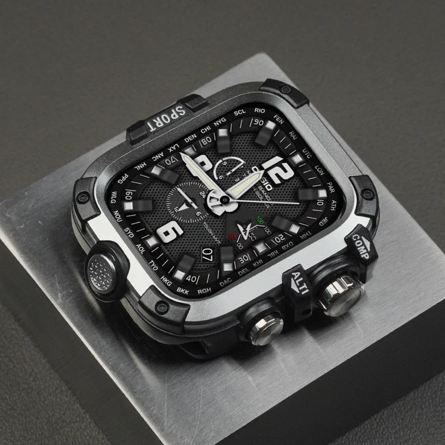 Premium Aluminum Alloy Watch Case with Screen Protector & Frame (46mm - 44mm)