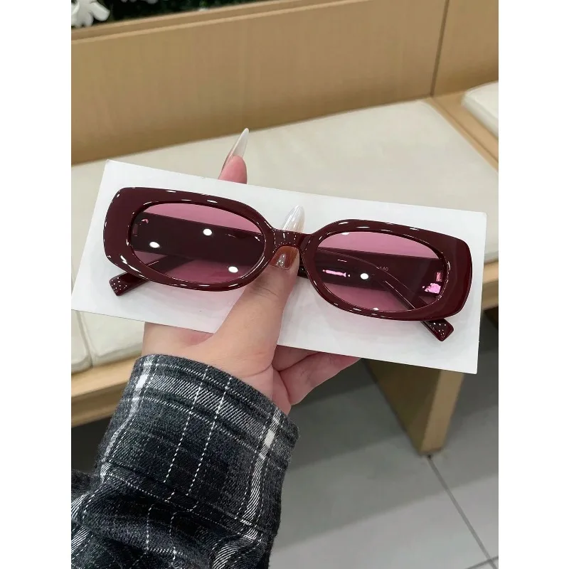 Red Long Rectangle Frame Retro Casual Fashion Ladies Sunglasses