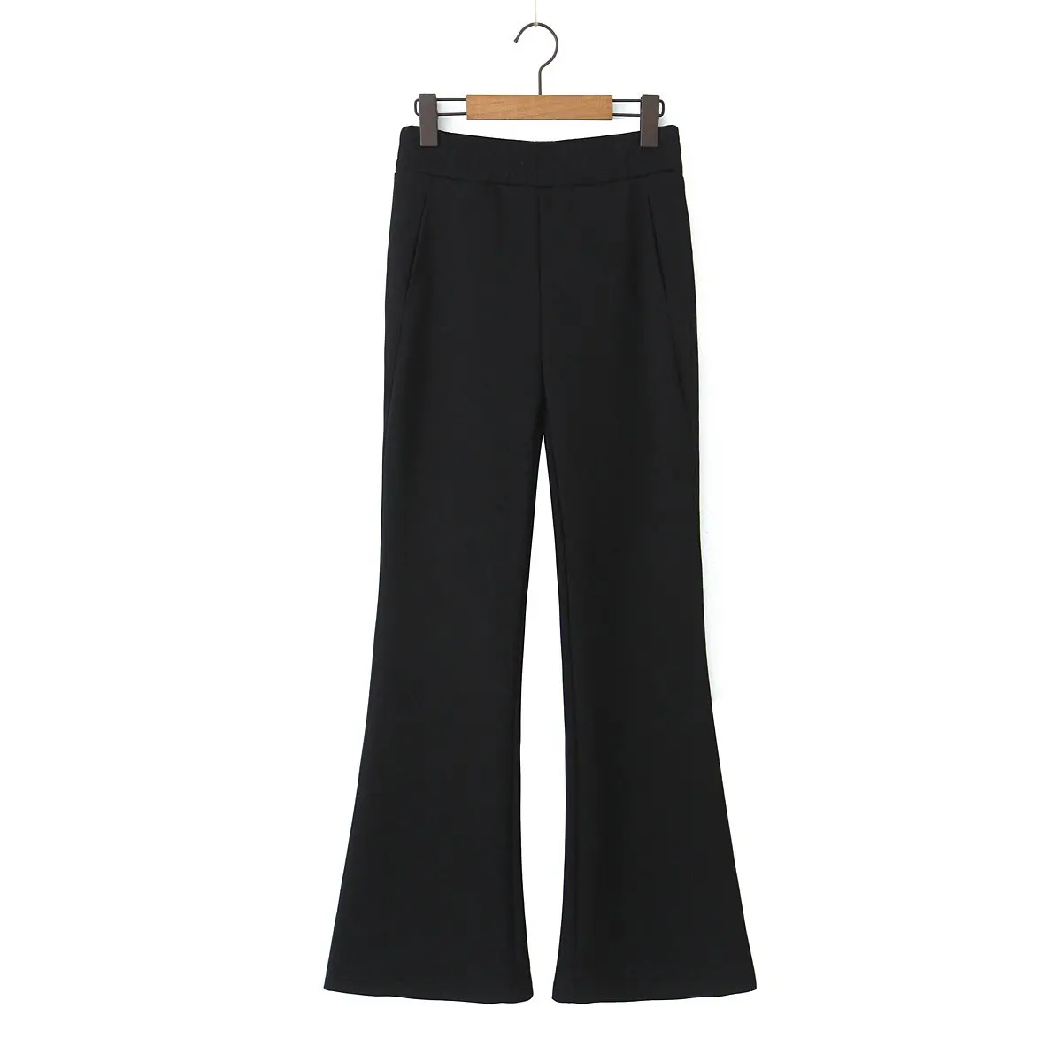 Women's Plus Size High Waisted Flared Pants - Premium Black Draped Slim Fit Floor-Length With Sexy Casual Trousers