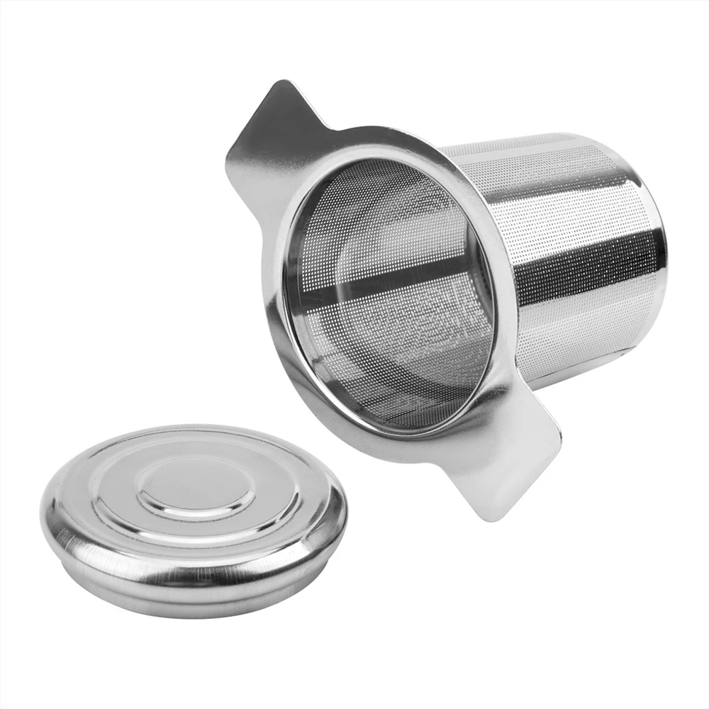 Double Handles Tea Infuser Leak Tea Filter with Lid Stainless Steel Fine Mesh Coffee Filter Teapot Cup Loose Leaf Strainer