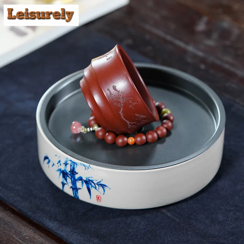 115ml Yixing Zisha Hand-carved Flowers And Birds Teacup Antique Tea Bowl Mug Tea-tasting Fragrance Cup Chazhan Master Cups Cha