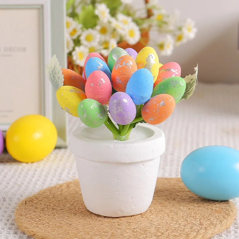 

7.5cm Artificial Foam Small Potted Plants for Easter Egg Decoration Home Decor Party Supplies Ornament Outdoor Garden Decoration