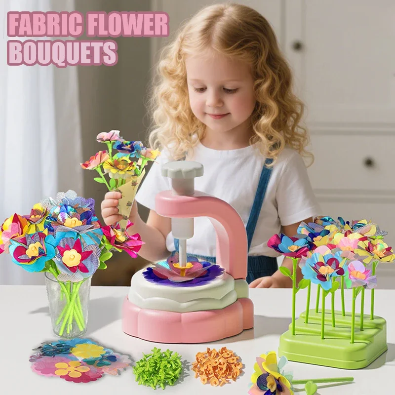 Flower Craft Kit Bouquet with Buttons and Felt Flowers Vase Art Toy Craft Project Children Kid Diy Activity Toys Boys Girls Gift