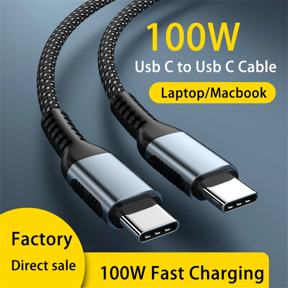 Cavo Usb Da 100W 5A Tipo C A Usb C Cavo Di Ricarica Rapida Da Usb-C Pd Per Macbook Cavo Usbc Samsung Xiaomi Type-C 1M 2M