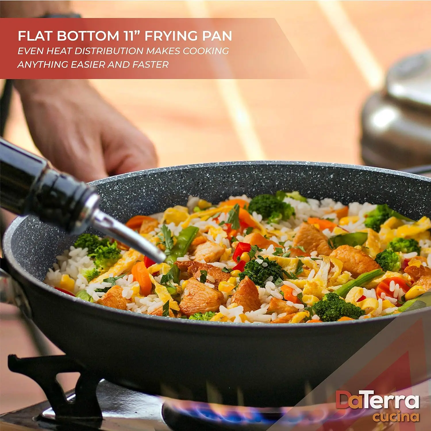 DaTerra Cucina Professional 11 "Non-stick Skillet with lid | Made in Italy ceramic skillet for chef non-stick cooking 5