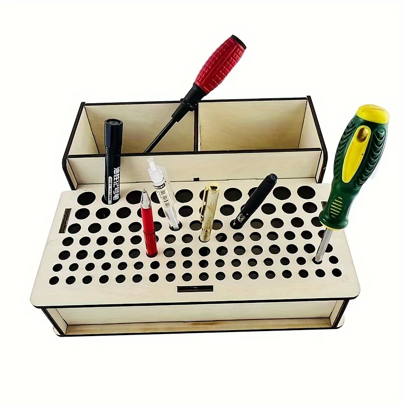 Wood Storage Box Leather Tool Storage Holder Painting Brush Tool Rack Multifunction Leathercraft Tools Holder 1PC YOMDID