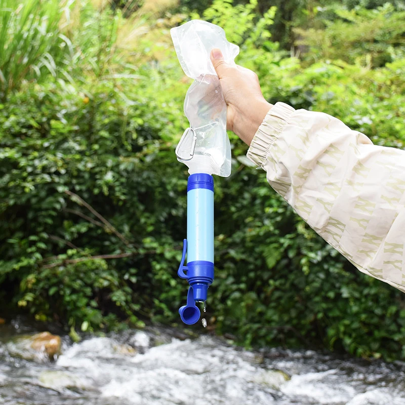Outdoor Mini Water Filter Straw Camping Purification Portable Hiking Water Purifier for Survival or Emergency Supplies 1Set