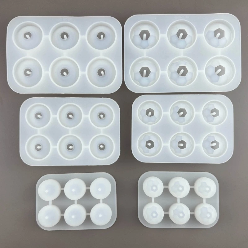 구멍이 있는 쥬얼리 비드 수지 몰드 20/25/30mm 둥근 비드 실리콘 몰드 공예