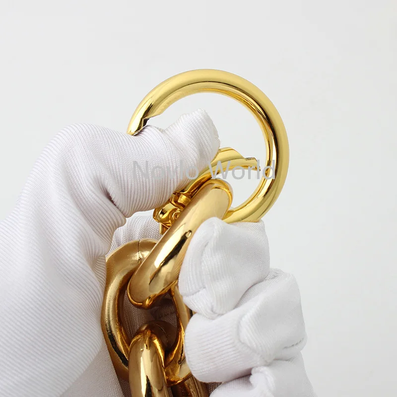 1-5pieces 45-60-120cm 4 colors 7.5mm thick 27*32mm K gold big size aluminuml chains with spring rings for DIY handbag