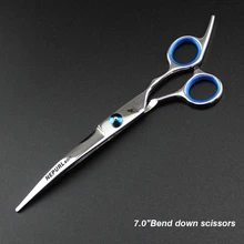  7.0inch blue  pet grooming scissors set straight cut teeth cut fish bone scissors 