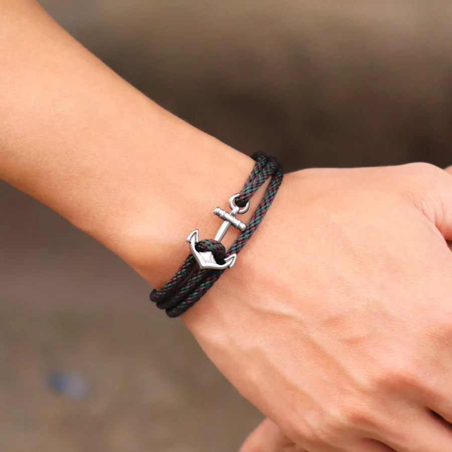Men Adjustable Nautical Anchor Bracelet