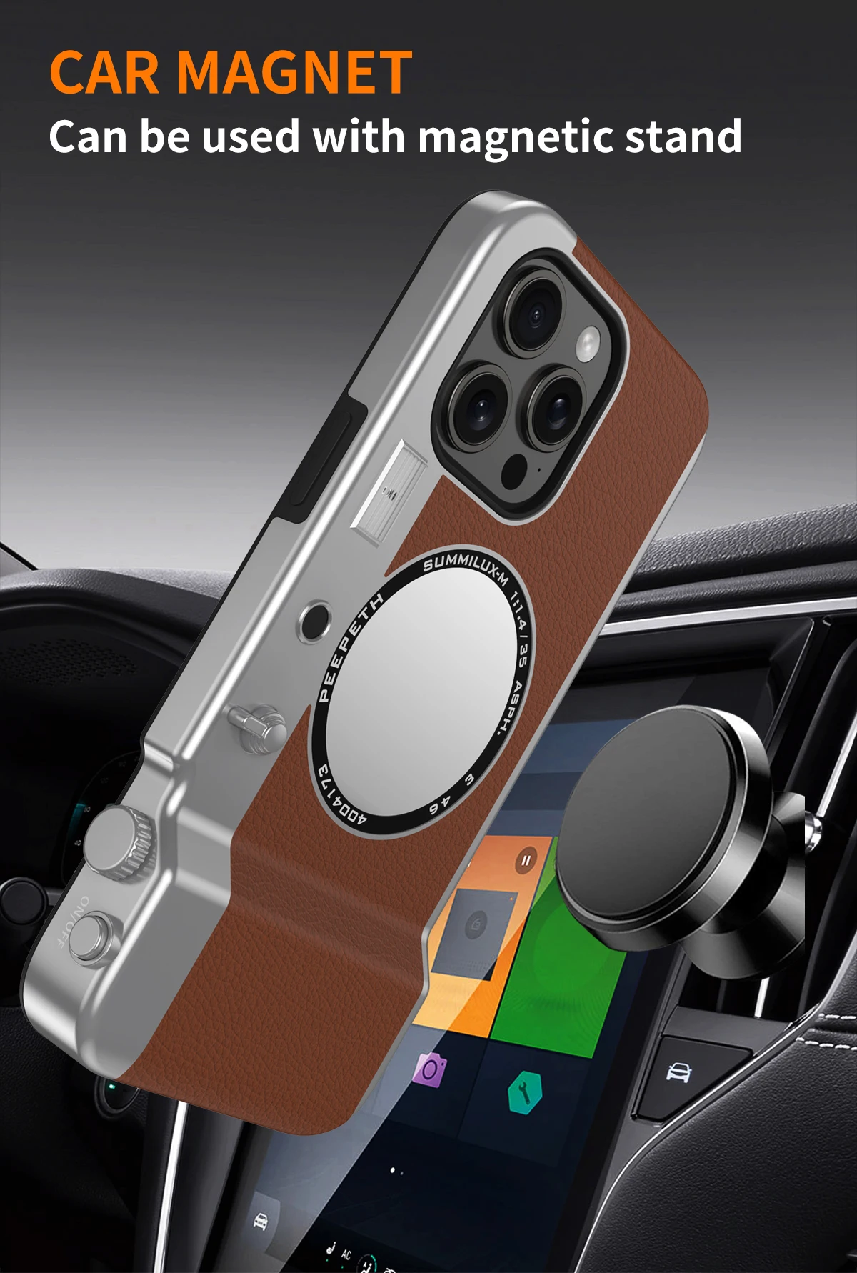 funda de telefono con cámara para iPhone Bluetooth multifuncional magnética Retro para iPhone 16 15 14 13 12 11 Pro Max cubierta a prueba de golpes con espejo cosmético » funda de telefono con cámara para iPhone