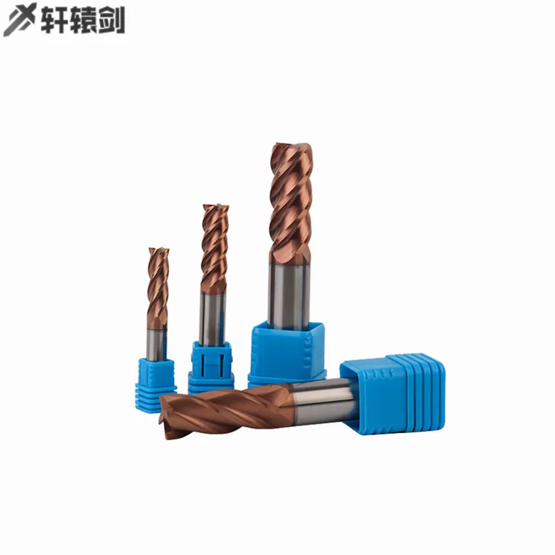 

HRC62 4F 2 3 4 5 6 8 10 12mm Carbide End Mill 4F Spiral Straight Shank End Mill CNC Lathe Milling Cutter Tools For Steel