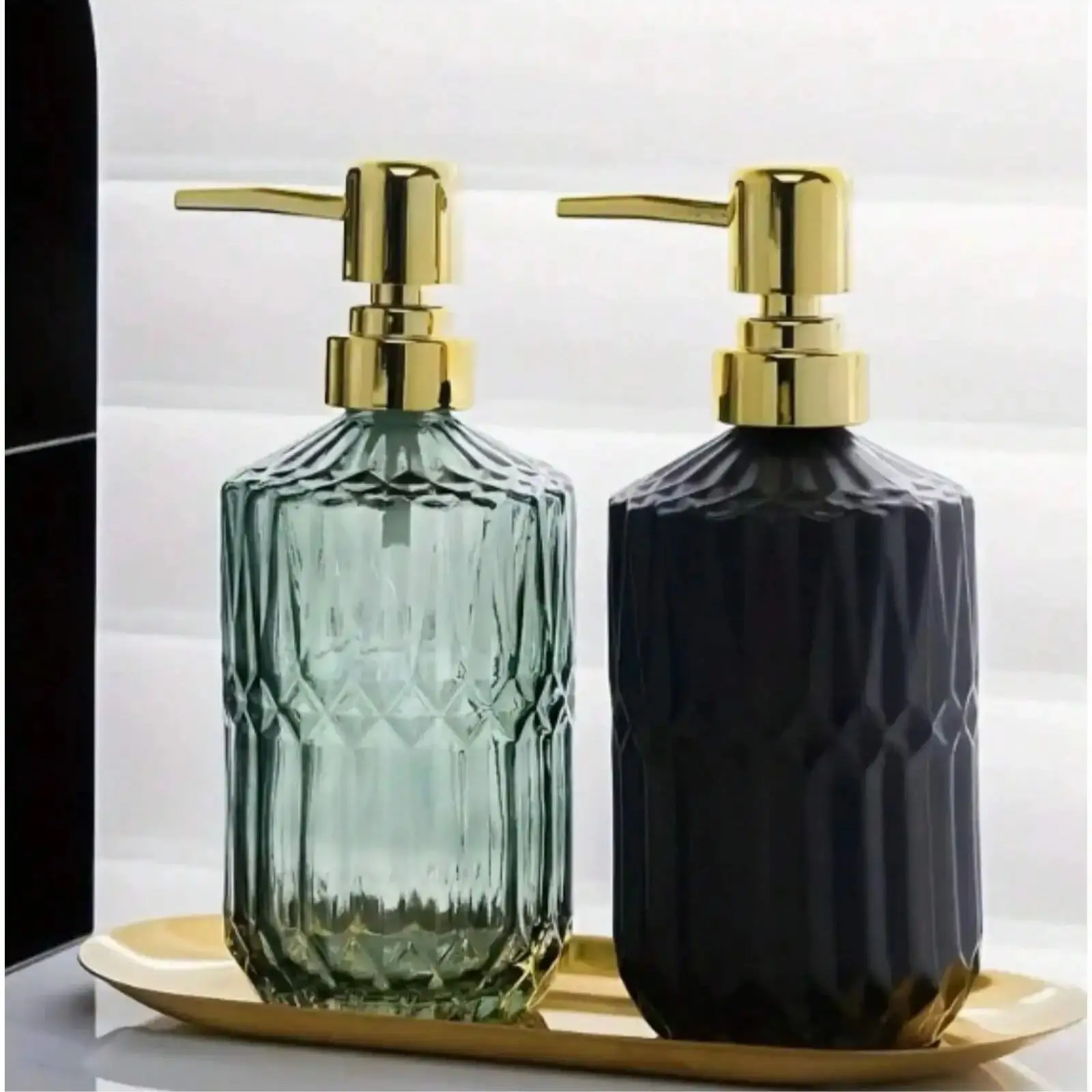 1pc 13.32oz Glass  Soap Dispenser Refillable Pump Bottle For Liquid Soap,Shower Gel,Hand Soap, Home Bathroom Accessories 6