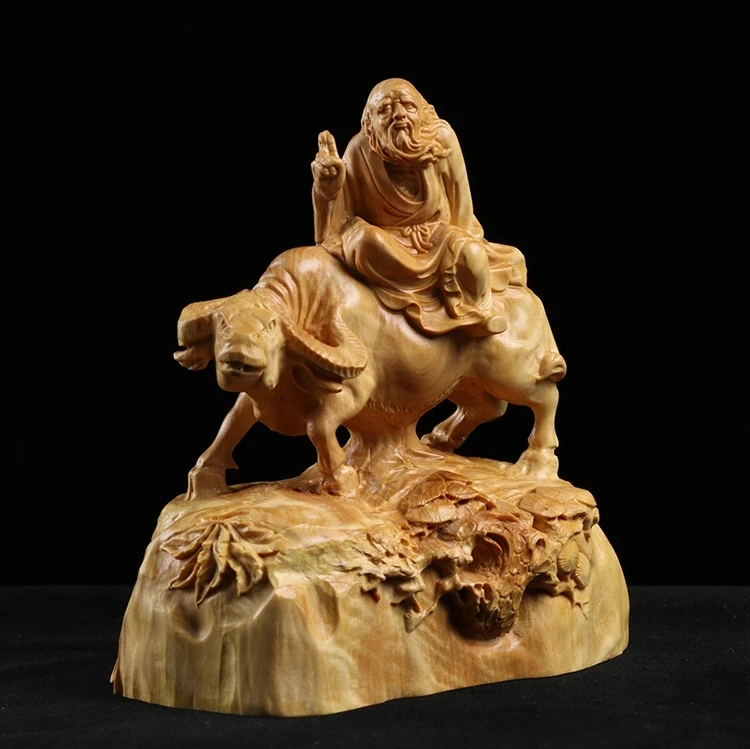12Cm Old Master Laozi Statue Lao Tzu Sculpture Modern Art Wood Tibet Statua Accessori Per La Decorazione Della Casa