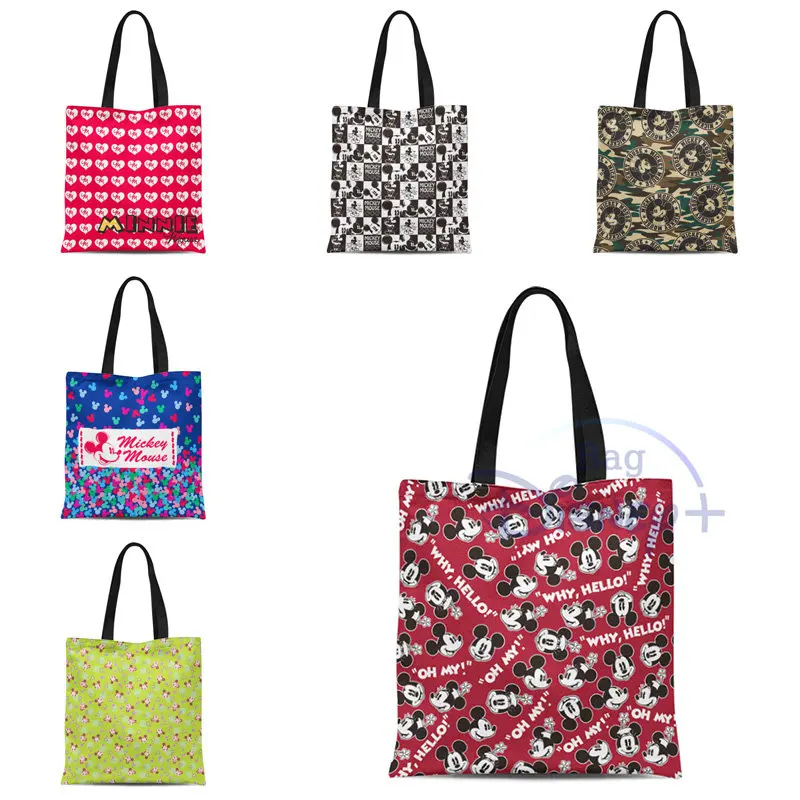 

Disney Mickey Mouse Handbag Women Shoulder Bag Shopper Tote Canvas Cute Cartoon Child Girl New Arrival School Eco Large Capacity