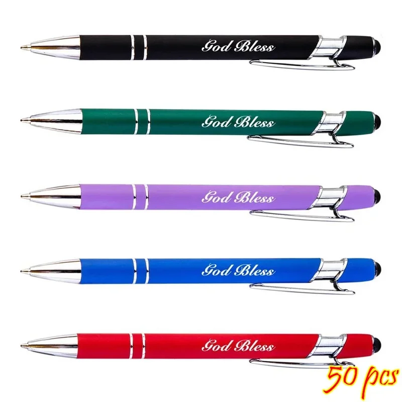 50pcs Metal Ballpoint Pen Touch Screen Pen Custom Logo  Office School Advertising Pen Text Engraving Custom Pen Engraving Laser