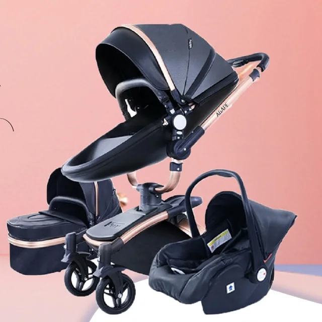 Poussette bébé 3 en 1 pour landau, accessoires pour nouveau-né, poussette de bébé de luxe de paysage élevé pour 0-3 ans 1