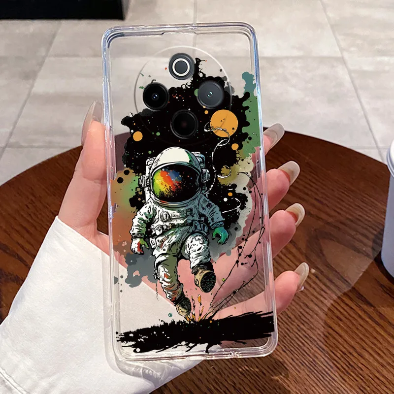 Aesthetic Fashion Cute Cat Astronaut Soft Silicone Transparent Phone Case