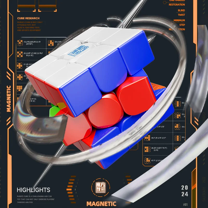 MOYU Meilong 3M V2 Magnetic Magic Cube 3X3 Professional 3x3x3 3&times;3 Speed Puzzle Children Toys Gift Speedcube Original Cubo Magico Speed Cube Magic Cube Puzzle Puzzle Cube Magic Puzzle Toy Puzzle Toys